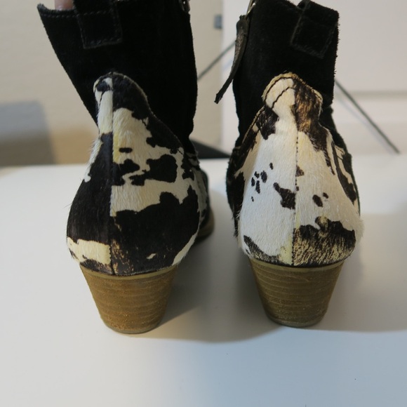 Dingo Buck the Rules Leather Ankle Boots Pieced Fur Suede Snip Toe Country Comfy - Picture 4 of 14